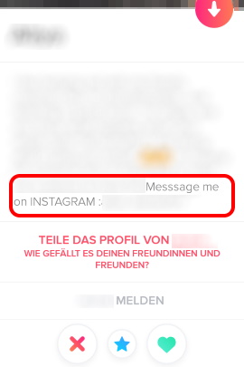 Tinder-Profiltext mit Instagram-Namen