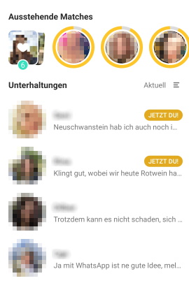 Ansicht der Matches in der Dating-App