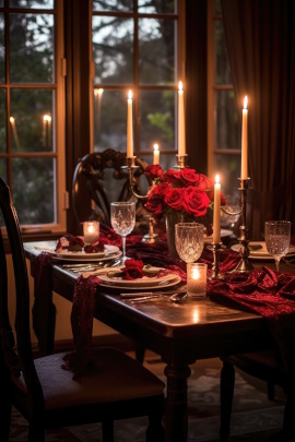 Romantisch eingedeckter Tisch im Restaurant fürs Candle-Light-Dinner