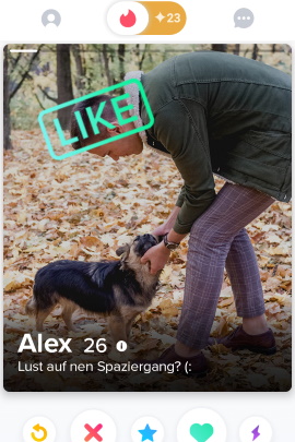 Profilbild, auf dem Mann einen Hund streichelt